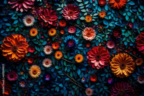 full frame of small colorful dark flowers flowers abstract background 