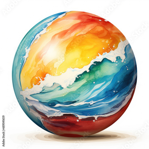 watercolor Beach ball clipart  Generative Ai