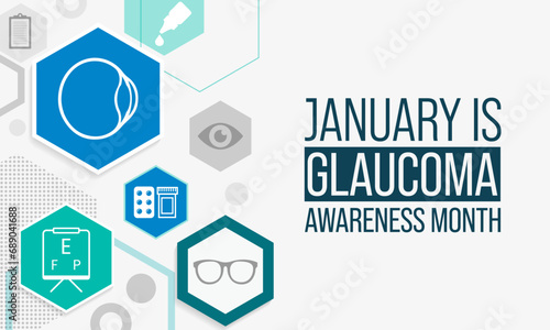 Glaucoma awareness month is observed every year in January, is a group of eye conditions that damage the optic nerve, the health of which is vital for good vision. Vector illustration