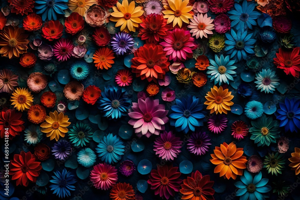 full frame of small colorful dark flowers  
flowers abstract background 