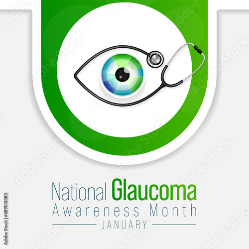 Glaucoma awareness month is observed every year in January, is a group of eye conditions that damage the optic nerve, the health of which is vital for good vision. Vector illustration
