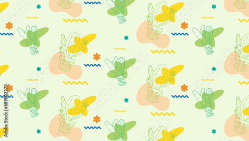 cactus seamless pattern, Seamless pattern with cute cactus on a summer background abstract. Vector illustration.