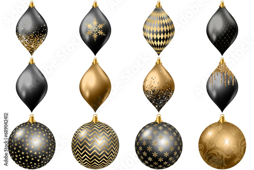 Black and Gold Christmas Ornament Clipart