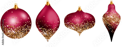 Burgundy and Gold Christmas Ornaments