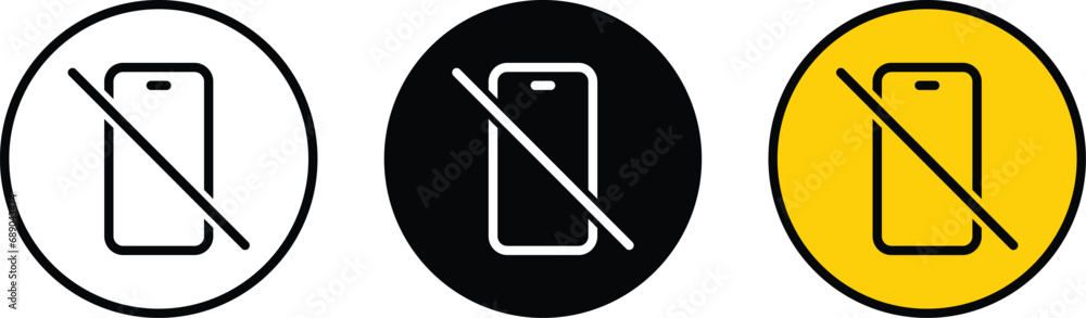 No smartphone, turn off mobile phone icon collection lined, isolated and colored style. Vector illustration - obrazy, fototapety, plakaty 