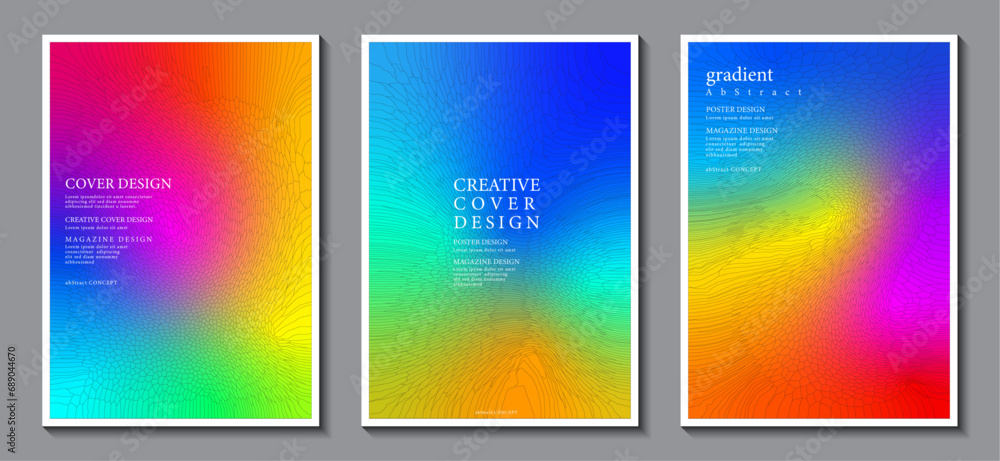 Cover set design with abstract gradient colorful background. wave line pattern. Ideas for Posters, brochures and banners. Vector Illustrator EPS.