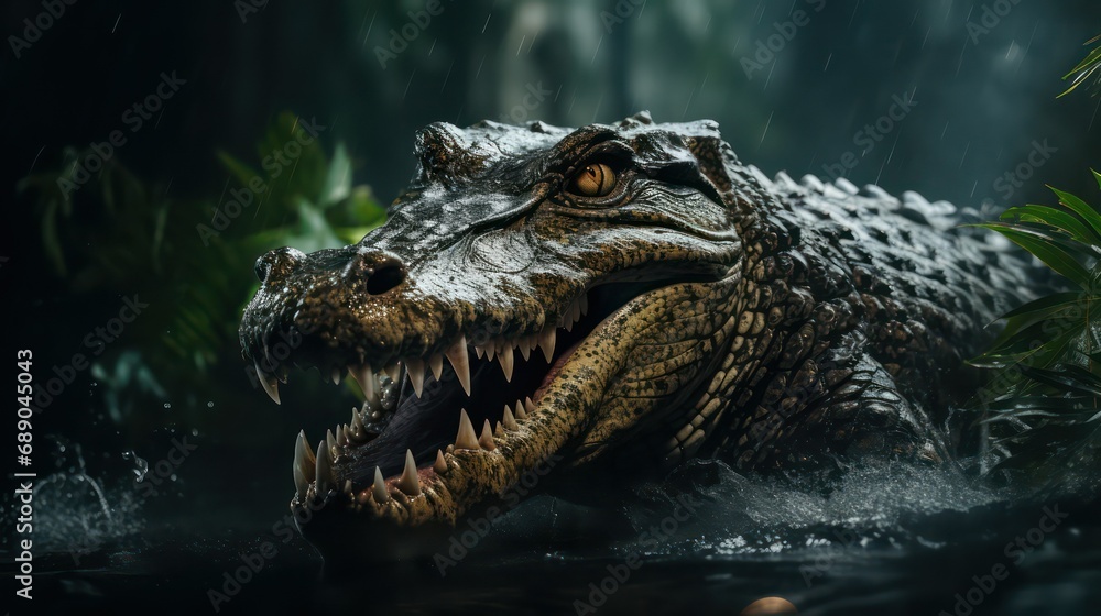 head of a crocodile in water - obrazy, fototapety, plakaty 