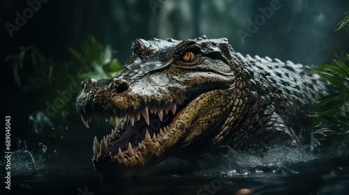 head of a crocodile in water