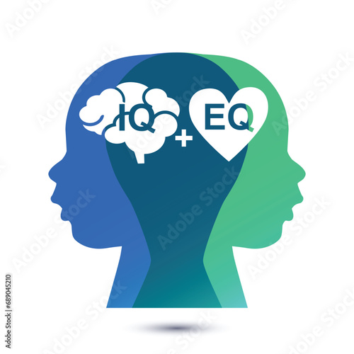 IQ and EQ with child head vector illustration