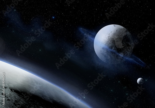 Fototapeta Naklejka Na Ścianę i Meble -  A planet in space illustration