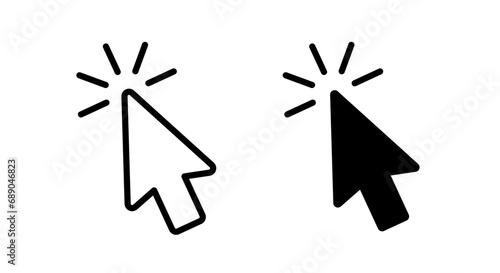 Mouse arrow click. Computer mouse pointer icon. Black cursor isolated on white background. Click here. Link web. Internet connection button. Website symbol. Pictogram design. Vector illustration