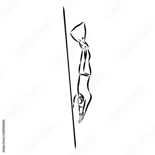 Sketch silhouette scuba divers on white background.