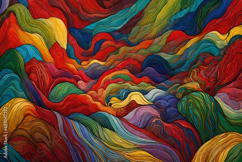 colorful waves abstract vivid silky cloth full frame background in shinny primary color with dark and deep view and color waves wandering here and there 