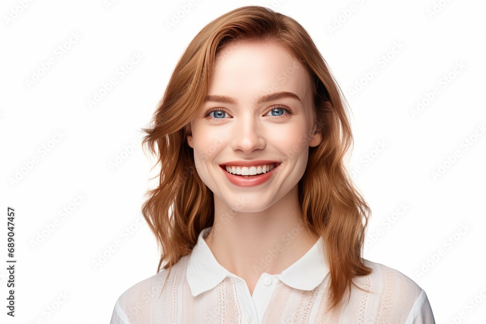 Elegant Person in White Lace Collared Shirt on White Background Elegant Person in White Lace Collared Shirt on White Background