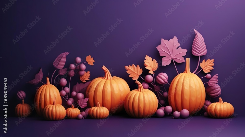 3D style pumpkins and autumn 3D style pumpkins and autumn