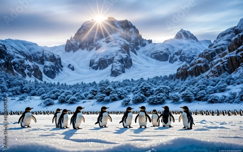 Icy Emissaries The Penguin Chronicles  A Journey Through Frosty Realms and Charming Fellowship ai generated © slumart