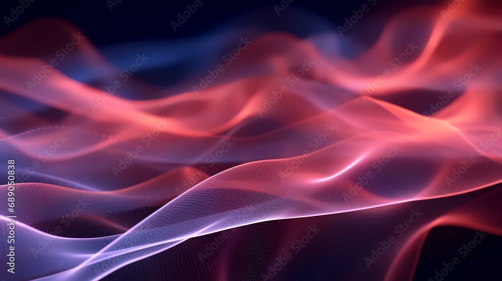 Abstract wave of glowing particles on dark background, 3d rendering backdrop