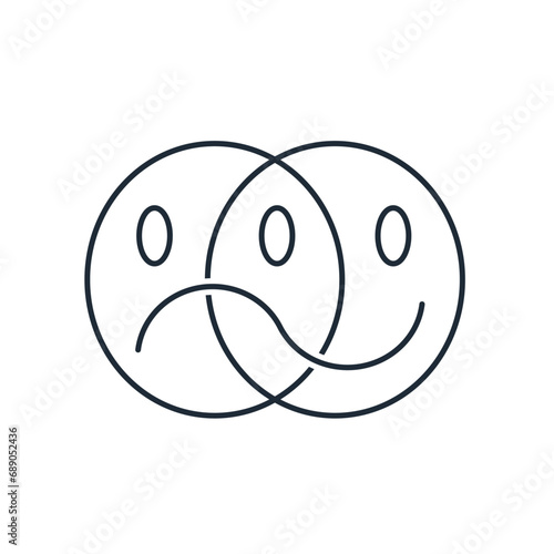 Change your mood.  Vector linear icon illustration isolated on white background.