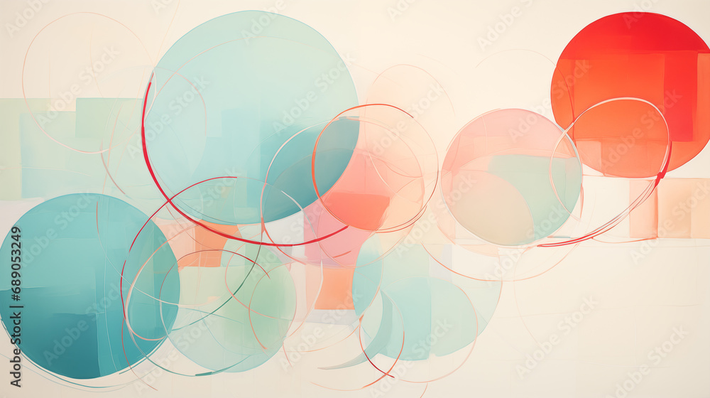 Abstract oil painting made out of circles, tranquil serenity, muted tones, kinetic artwork, bold brush strokes, transparency and opacity, precisionist lines and shapes Abstract oil painting made out of circles, tranquil serenity, muted tones, kinetic artwork, bold brush strokes, transparency and opacity, precisionist lines and shapes