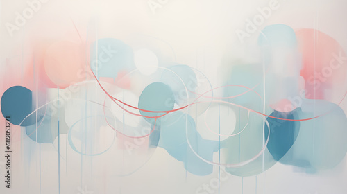 Abstract oil painting made out of circles, tranquil serenity, muted tones, kinetic artwork, bold brush strokes, transparency and opacity, precisionist lines and shapes