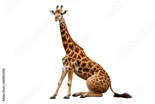 Majestic Giraffe Stretching Gracefully on a transparent background © Moostape