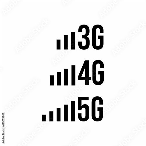 3G, 4G, 5G signal icon illustration.