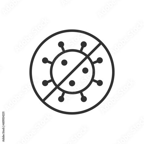 Prohibition of the virus, linear icon. Line with editable stroke