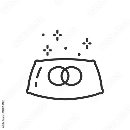 Gift rings on a pillow, linear icon. Line with editable stroke