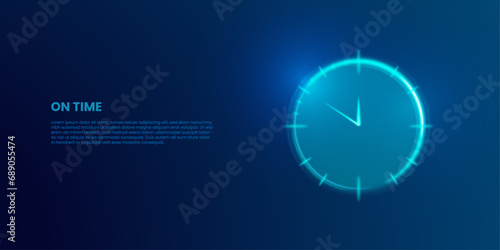 Clock light effect in digital futuristic style, New Year's Eve Countdown Clock. Vector Illustration