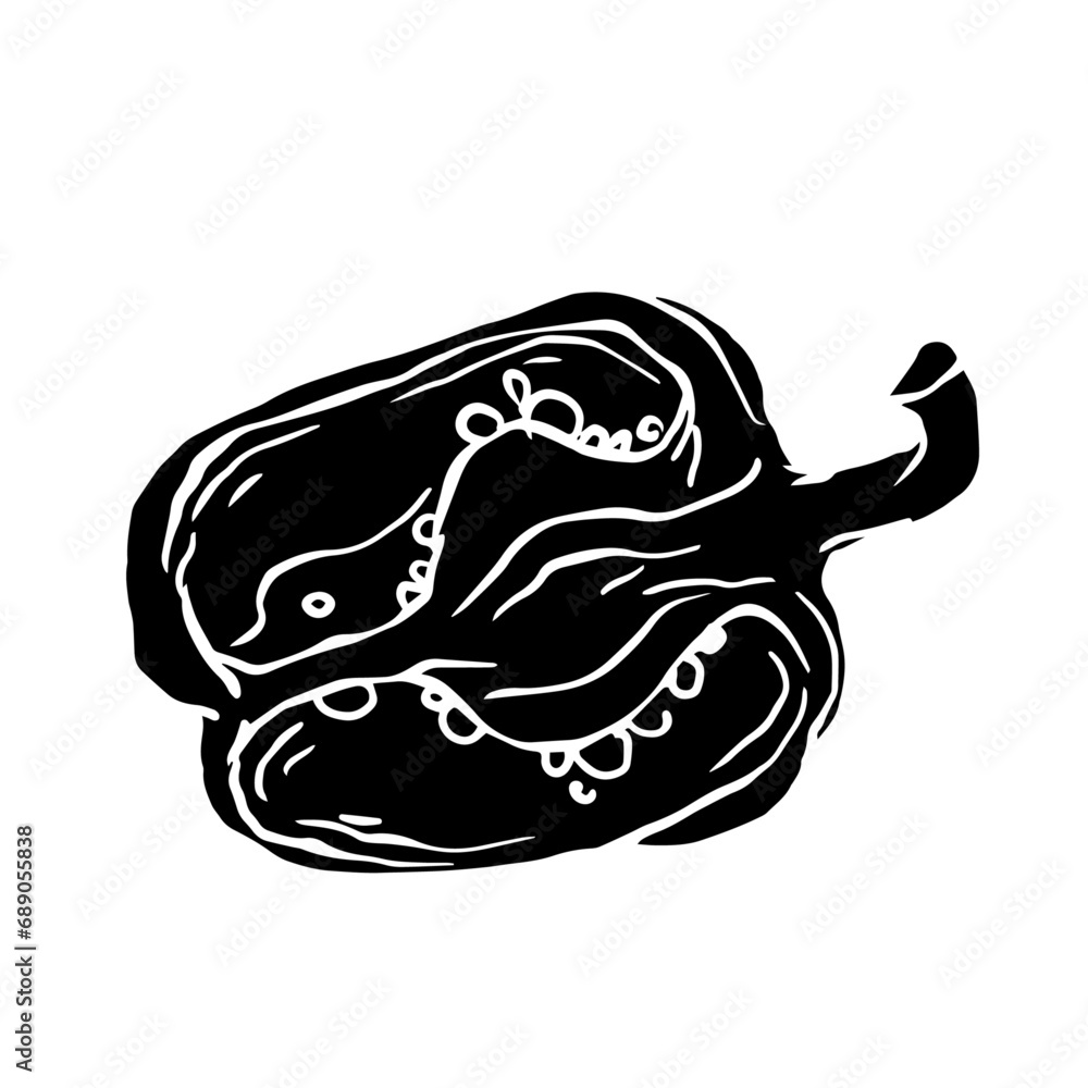 Silhouette of bell pepper vegetable.Vector graphics. Silhouette of bell pepper vegetable.Vector graphics.