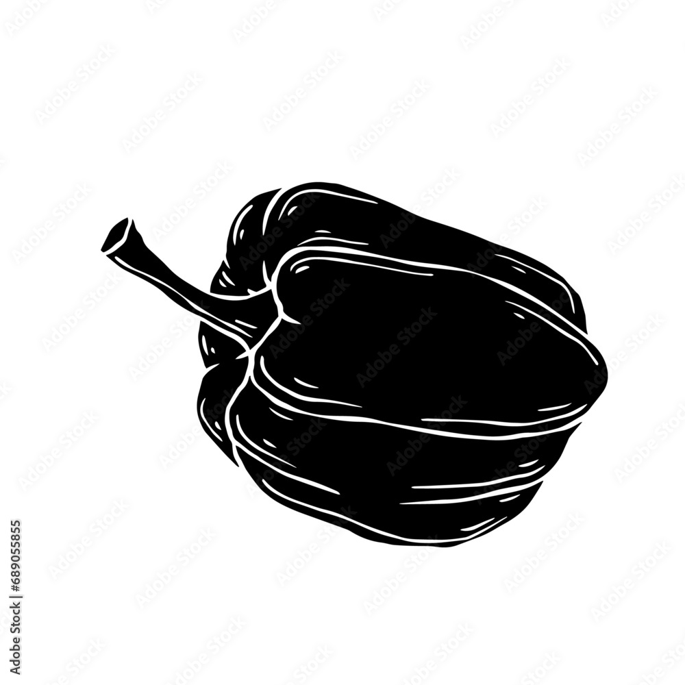 Silhouette of bell pepper vegetable.Vector graphics. Silhouette of bell pepper vegetable.Vector graphics.