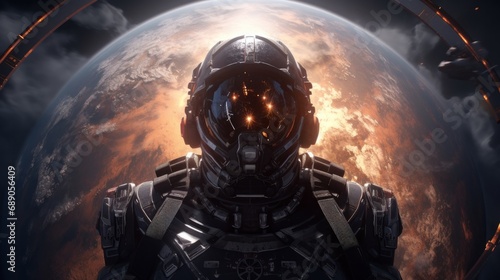 infinite black outer space, epic extreme long shot of an astronaut in a futuristic space suit suspended in the proximity of the sun, hyper realistic unreal, photorealistic, ultra detailed, cinematic