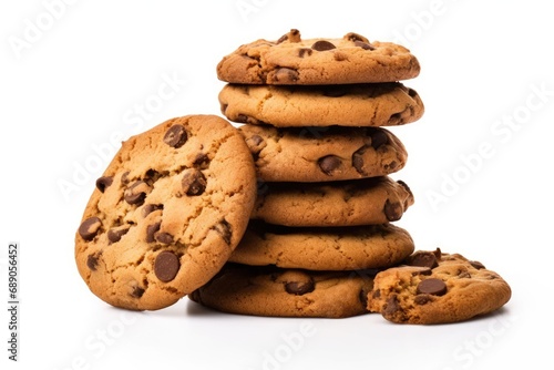 photo wide selective closeup shot of a stack of baked chocolate cookies
