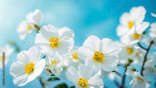 white flowers on sky background