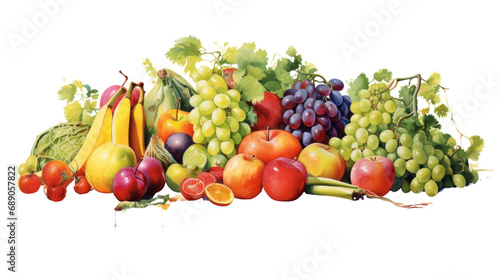 Watercolor food. Fresh vegetables. Isolated on clear background. PNG file.