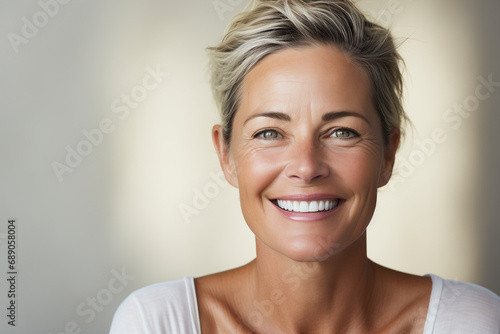 portrait of a healthy smiling mature woman photo