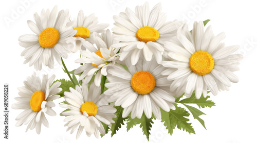 Set of daisies isolated in PNG file  transparent background.