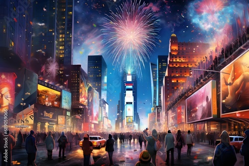 Celebrating New Year's Eve in New York Times Square  © AiHRG Design