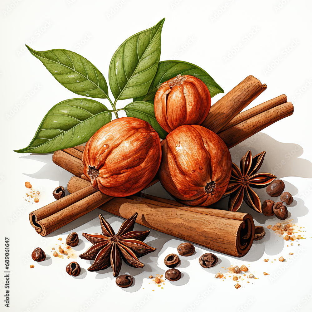 watercolor Cinnamon clipart, Generative Ai watercolor Cinnamon clipart, Generative Ai
