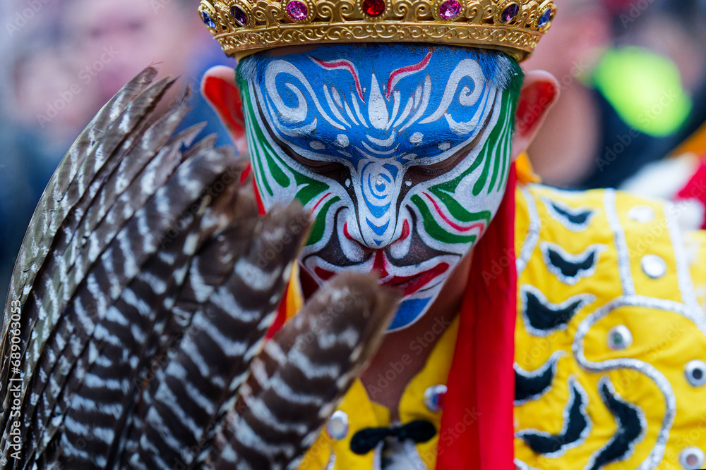 Fototapeta premium Painted face mask looking down