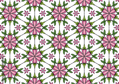 Abstract  pattern with blooming flowers and leaves.natural illustration with  flowers background.