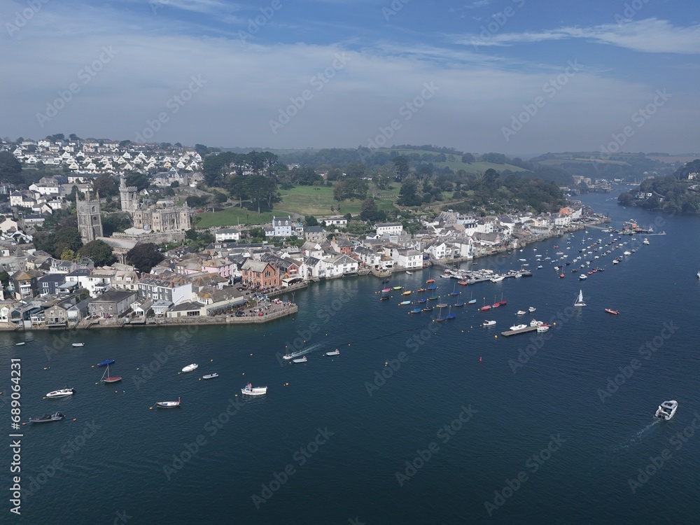 Fowey Cornwall UK high angle  drone,aerial