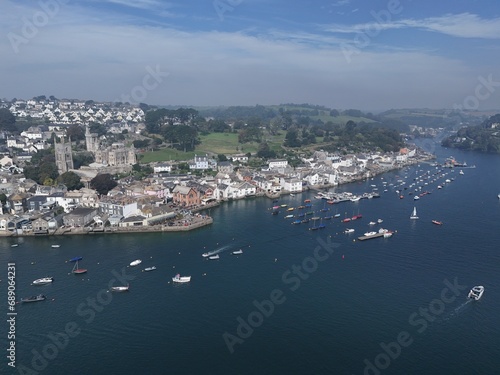 Fowey Cornwall UK high angle drone,aerial