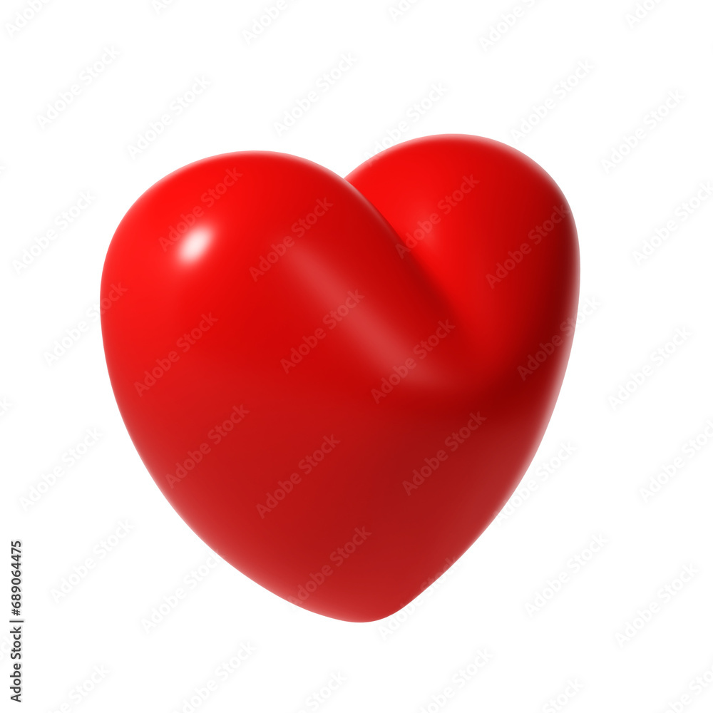 3d red glossy love heart transparent. Suitable for Valentine day, Mother day, Women day, sticker, greeting card. February 14th