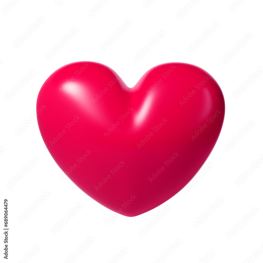 3d red glossy love heart transparent. Suitable for Valentine day, Mother day, Women day, sticker, greeting card. February 14th