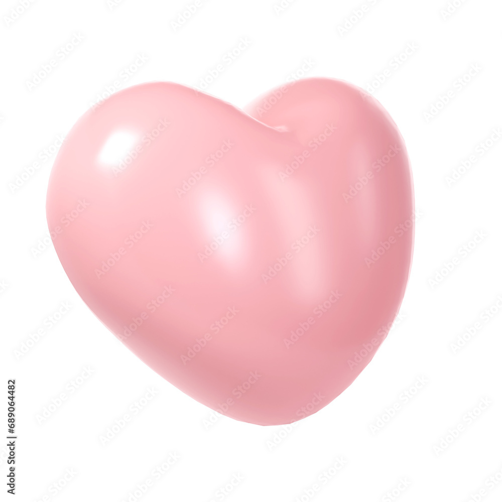 3d pink glossy love heart transparent. Suitable for Valentine day, Mother day, Women day, wedding, sticker, greeting card. February 14th