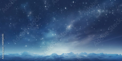 Night sky with stars and snowflakes.