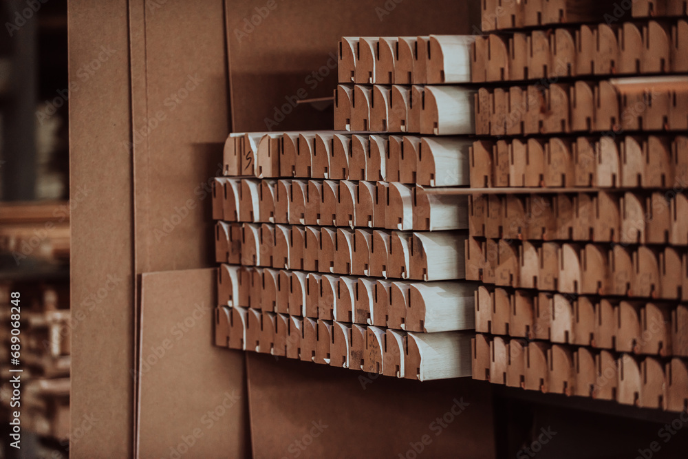 Φωτογραφία A vast warehouse in the forestry industry, showcasing a plethora of wooden produ