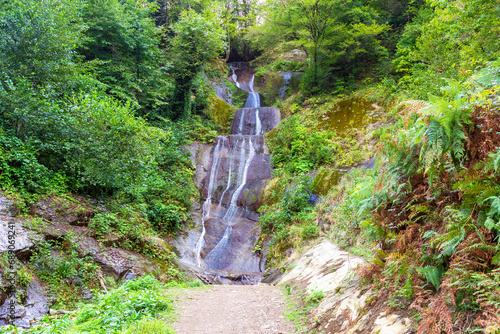 travel to Georgia - view of Kevin Waterfall near Kedkedi village in Adjara on autumn day photo