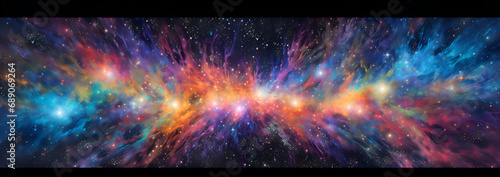 Kaleidoscopic quasar, Vibrant quasar stream, abstract banner background of space phenomena of quasar stream photo